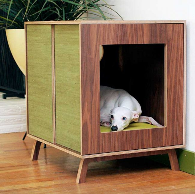 A doghouse is a combination of style and functionality.