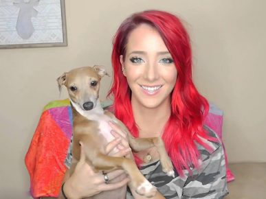 Jenna Marbles with a dog