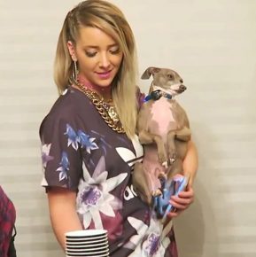 Video blogger with a dog
